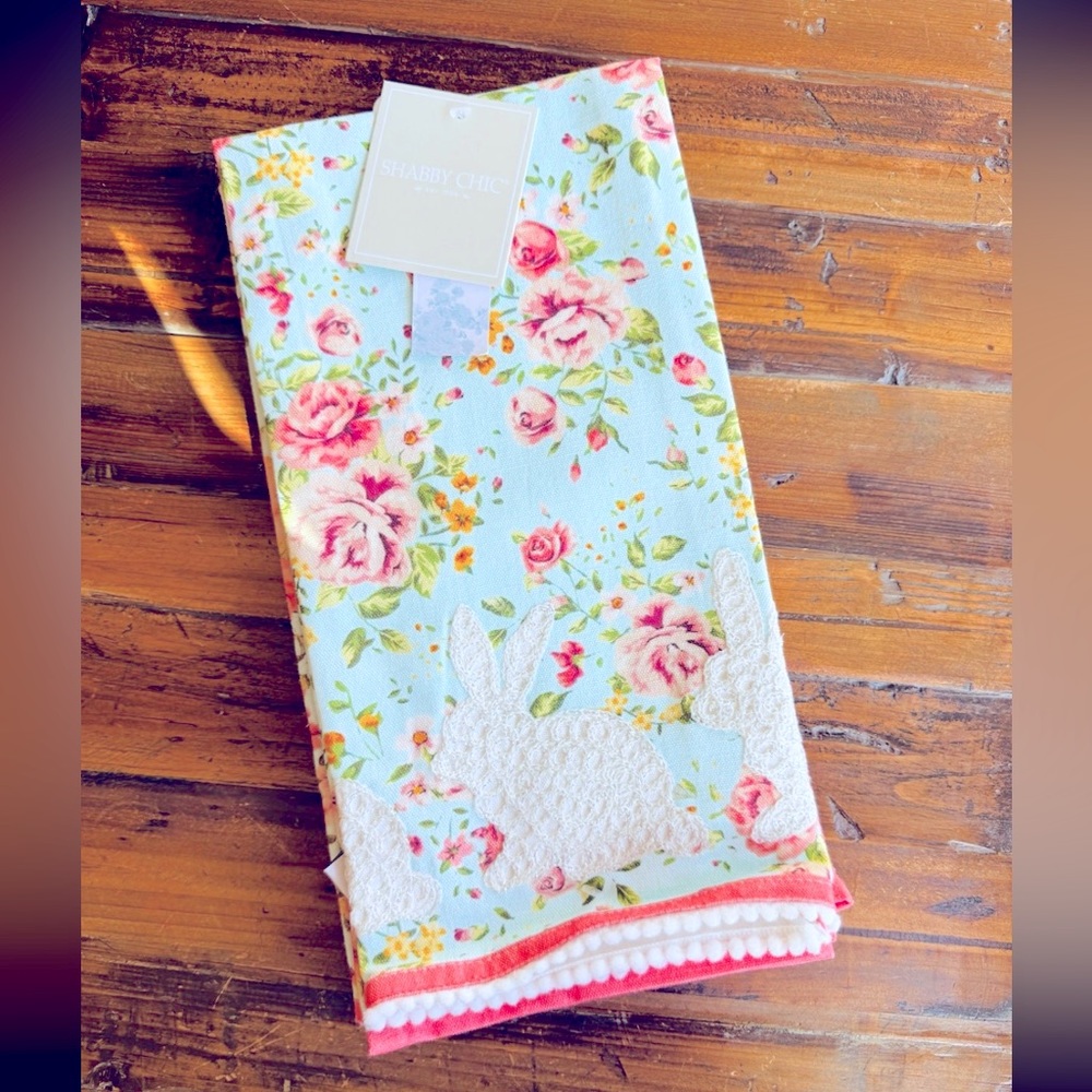 Shabby Chic Floral Bunny Easter Dish Towels (3)